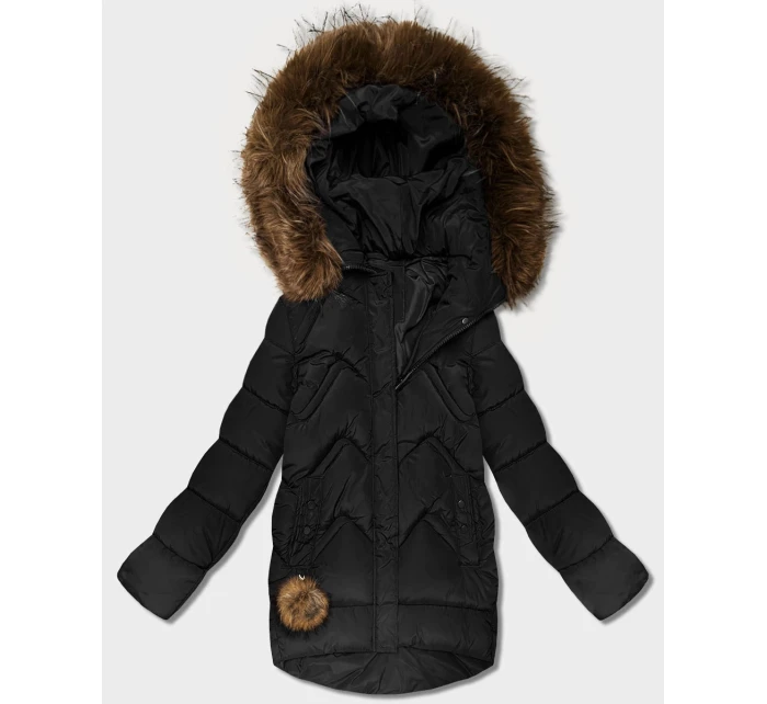 zimowa kurtka damska z kapturem czarna model 21783443 - HAPPY HOUSE zimowa kurtka damska z kapturem czarna model 21783443 - HAPPY HOUSE