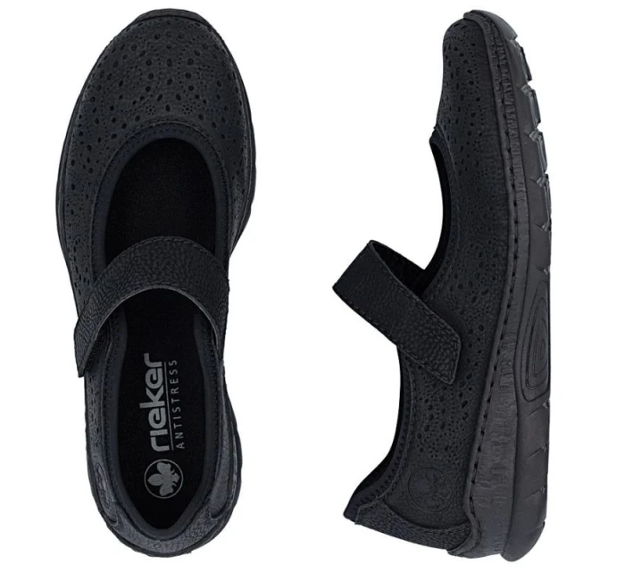 Dámské černé polobotky Rieker na suchý zip N4299-00