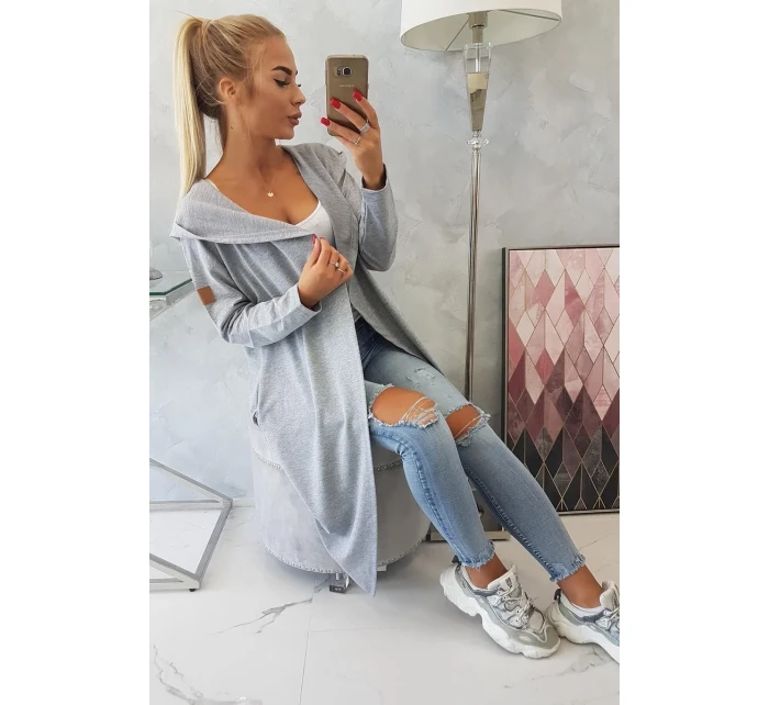 Dlouhá pláštěnka s kapucí šedá