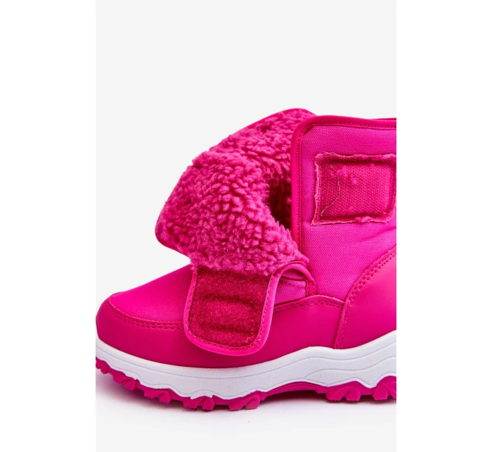 Dětské růžové zateplené sněhule s rzepem Big Star MM374121 Dětské růžové zateplené sněhule s rzepem Big Star MM374121
