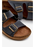 Lehké pohodlné pánské žabky s přezkami model 21665699 modré - Inblu