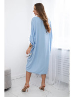 Oversize šaty s výstřihem do V modré barvy