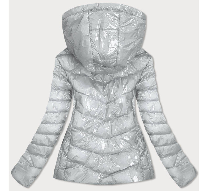 Lesklá stříbrná dámská bunda s kapucí model 16147072 - S'WEST