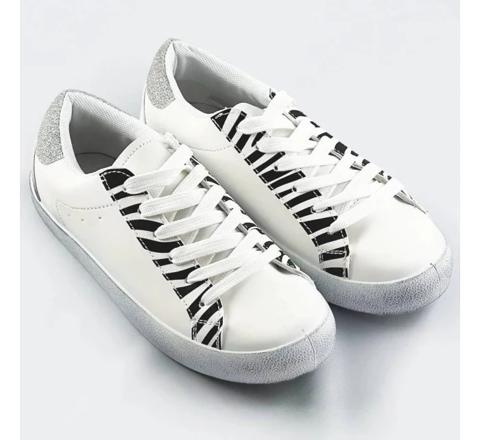 Bílo-černé dámské trampky se zvířecím motivem - zebra (6343) Bílo-černé dámské trampky se zvířecím motivem - zebra (6343)