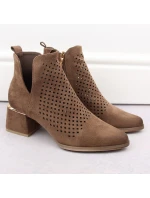 Semišové boty na podpatku W model 21996771 hnědé - Potocki Semišové boty na podpatku W model 21996771 hnědé - Potocki