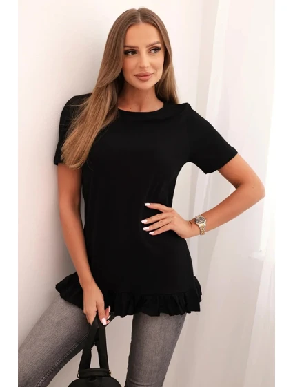 Dámská blůza s volánem dole černá