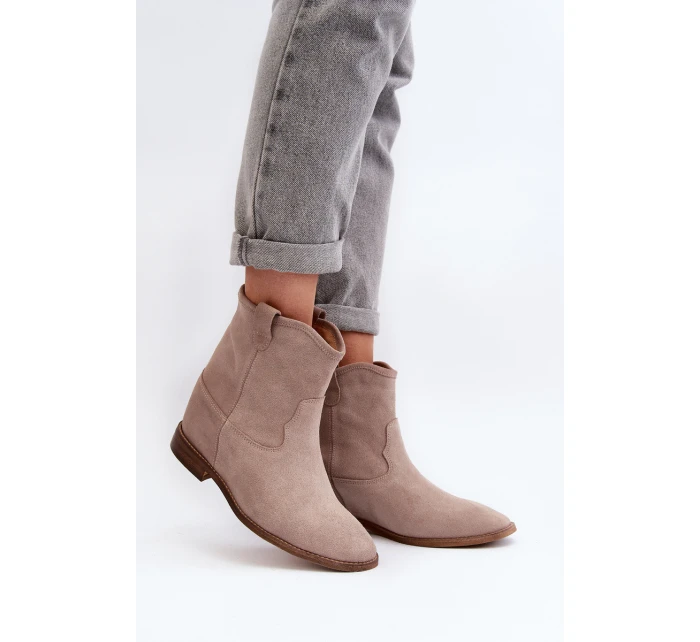 Zazoo 2326 Sametové Dámské Nazouváky na Ploché Podrážce Béžové