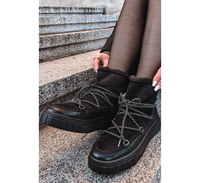 Dámské sněhule s šněrováním Černé model 21757757 - Boto Dámské sněhule s šněrováním Černé model 21757757 - Boto