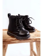 Dětské Kožené Kozačky Se Zipem Černe Omua