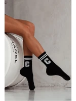 Dámské Ponožky S Pruhy A Písmenem C Černé Dámské Ponožky S Pruhy A Písmenem C Černé