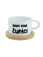 DOBRÉ RÁNO, ČURÁCI - bílý hrníček makronka 200 ml DOBRÉ RÁNO, ČURÁCI - bílý hrníček makronka 200 ml