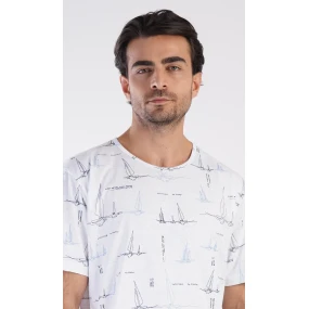 Pánská noční košile s krátkým rukávem Plachetnice