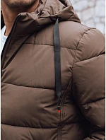 Pánská bunda zimní prošívaná s kapucí hnědá FashionStreet TX5064 Pánská bunda zimní prošívaná s kapucí hnědá FashionStreet TX5064