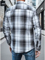 Pánská černobílá kostkovaná flanelová košile FashionStreet DX2677