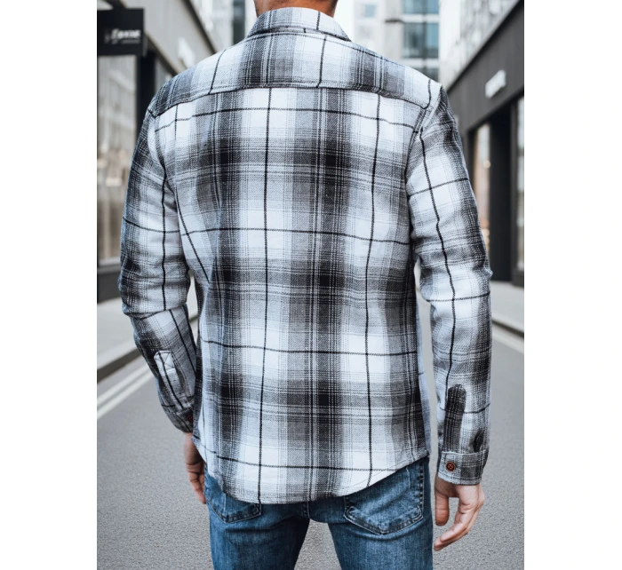 Pánská černobílá kostkovaná flanelová košile FashionStreet DX2677
