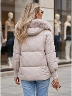 Dámská zimní prošívaná bunda s kapucí, světle béžová, FashionStreet TY6001 Dámská zimní prošívaná bunda s kapucí, světle béžová, FashionStreet TY6001