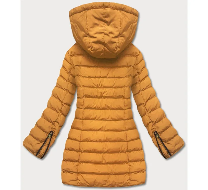Tmavě žlutá dámská zimní bunda s kožešinovou podšívkou (m-13) Tmavě žlutá dámská zimní bunda s kožešinovou podšívkou (m-13)