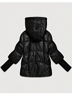 Dámská bunda s pletenými manžetami, oversize, černá (B6078-1)