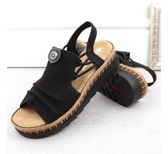 Pohodlné sandály W model 22018139 black - Rieker Pohodlné sandály W model 22018139 black - Rieker