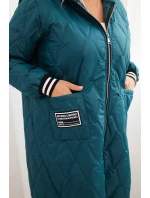 Dámská bunda Plus Size prošívaná s kapucí a model 21399762 manžetami mořská - K-Fashion