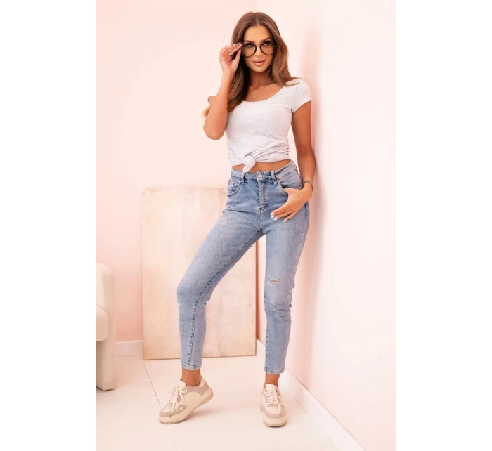 Dámská klasická bavlněná blůza s krátkým rukávem modrá