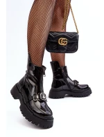 Dámské lakové boty na zip D&A MR870-94 černé Dámské lakové boty na zip D&A MR870-94 černé