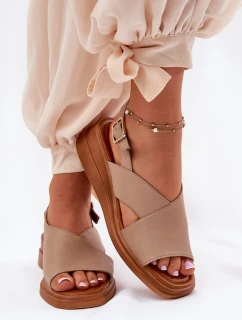 Dámské Sandály Na Klínu Z Eko Kůže Béžové model 21692856 - Boto