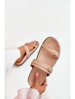 Dámské Pantofle S Přezkami Béžové model 21700025 - Boto Dámské Pantofle S Přezkami Béžové model 21700025 - Boto