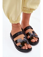 Kožené dámské pantofle na suchý zip černé model 22091756 - Boto Kožené dámské pantofle na suchý zip černé model 22091756 - Boto