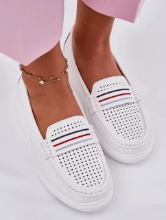 Dámské kožené mokasíny model 21834417 – bílé - Kesi