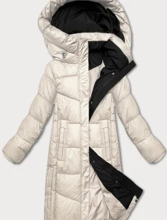 Dámská zimní bunda v barvě ecru s kontrastní podšívkou Glakate (LU-238152#)