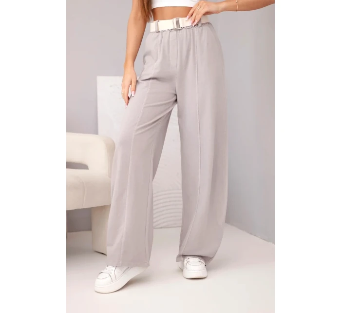 Dámské bavlněné kalhoty se širokými nohavicemi a páskem fango Dámské bavlněné kalhoty se širokými nohavicemi a páskem fango