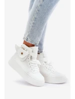 Vysoké tenisky s kapsičkou na platformě bílé Saramis