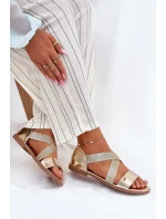 Dámské ploché sandály s elastickými pásky zlaté Marinea Dámské ploché sandály s elastickými pásky zlaté Marinea