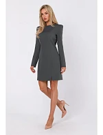 M755 Šaty s modelujícím prošíváním - khaki barva