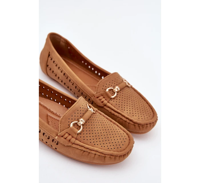 Dámské perforované mokasíny s ozdobou Kaydance – camel