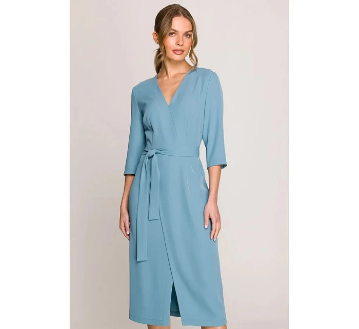 Šaty S396 zavazovací tyrkysově modré - Stylove Šaty S396 zavazovací tyrkysově modré - Stylove