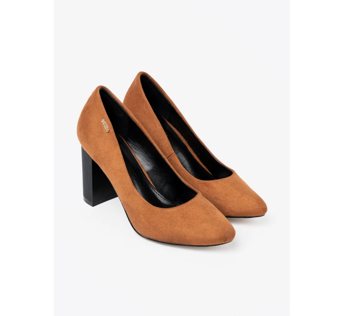 Pěkné  lodičky Jasnobrązowy dámské na širokém podpatku