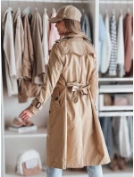 Dámský dlouhý kabát s páskem SLIMFOTA camel FashionStreet NY0746