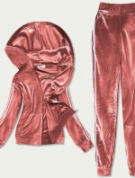 Dámský velurový dres v cihlové barvě s lampasy (81223)