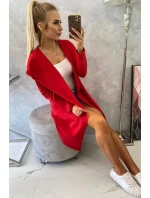 Volná bunda s kapucí v červené barvě