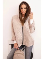 Dámská prošívaná bunda s kapucí tmavě béžová