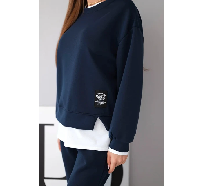 Dámský komplet s mikinou a tepláky modrý model 21808619 - K-Fashion Dámský komplet s mikinou a tepláky modrý model 21808619 - K-Fashion