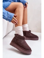 Módní Semišové Nízké Sněhule Hnědé model 21671731 - Boto Módní Semišové Nízké Sněhule Hnědé model 21671731 - Boto