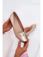 Elegantní Dámské Baletky S Dekorací model 21690098 Zlaté - VINCEZA Elegantní Dámské Baletky S Dekorací model 21690098 Zlaté - VINCEZA