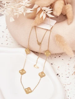 Nerezový řetízek s květinkami zlatý