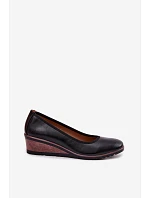 Dámské polobotky na platformě model 22100033 Černé - VINCEZA Dámské polobotky na platformě model 22100033 Černé - VINCEZA