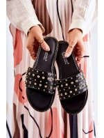 Dámské kožené pantofle s zdobením Černá Brien Dámské kožené pantofle s zdobením Černá Brien