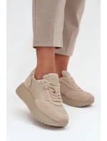Dámské kožené tenisky na platformě Artiker – béžové Dámské kožené tenisky na platformě Artiker – béžové