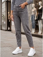 Dámské džíny Mom Fit s elastickým pasem, šedé, FashionStreet UY3100 Dámské džíny Mom Fit s elastickým pasem, šedé, FashionStreet UY3100